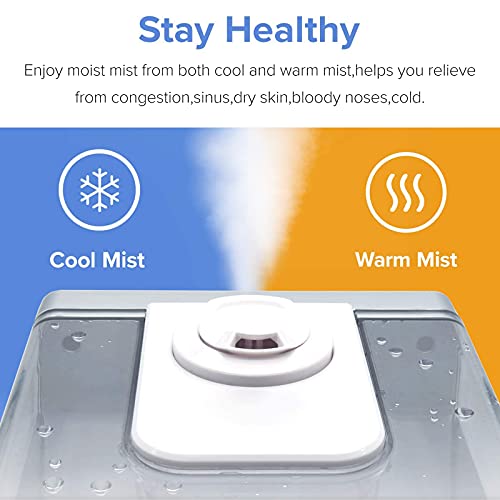 LEVOIT Humidifiers for Bedroom Large Room 6L Warm and Cool Mist for Families Plants with Built-in Humidity Sensor, Essential Oil, Air Vaporizer with Remote Control, Timer Setting, White