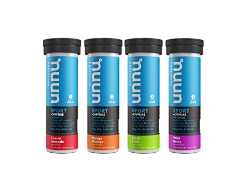 Nuun Sport + Caffeine: Electrolyte Drink Tablets, Mixed Flavor Box, 10 Count (Pack of 4)