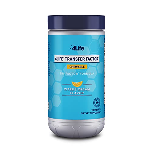 4Life Transfer Factor Chewable Tri-Factor Formula - Immune Support with Extracts of Cow Colostrum and Chicken Egg Yolk - Citrus Cream Flavor - 90 Chewable Tablets