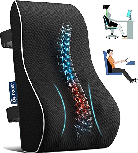 Lumbar Support Pillow for Office Chair Back Support Pillow for Car, Computer, Gaming Chair, Recliner Memory Foam Back Cushion for Pain Relief Improve Posture, Mesh Cover Double Adjustable Straps