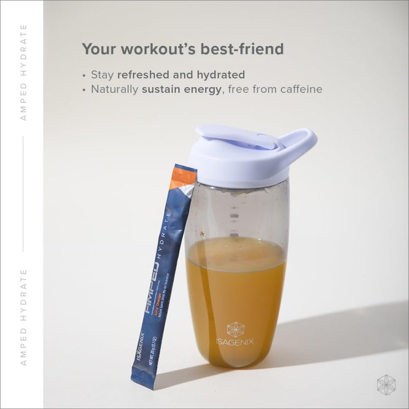 ISAGENIX - Amped Hydration Sticks - Sports Drinks Mix - Vitamin C, B complex & Electrolytes - 24 Sticks - Lemon Lime