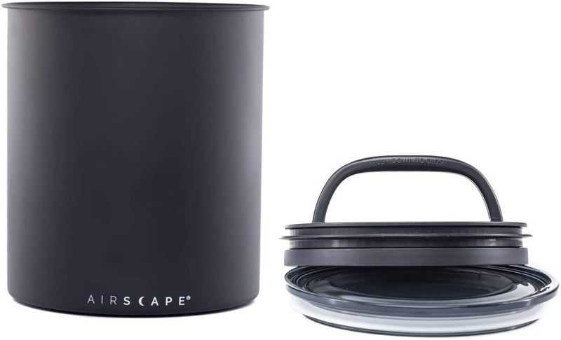 Airscape Coffee Storage Canister (2.5 lb Dry Beans) - Big Kilo Size Canister with Patented CO2 Releasing Airtight Lid Pushes Air Out to Preserve Food Freshness - Matte Finish Food Container - Charcoal