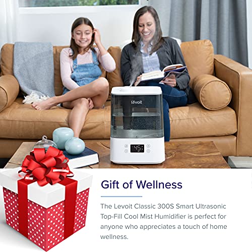 LEVOIT Humidifiers for Bedroom Large Room Home, 6L Top Fill Cool Mist Air Ultrasonic for Plants Indoor with Essential Oils Diffuser for Baby Kids, Smart Control with Humidistat, Quiet Easy Clean, Gray