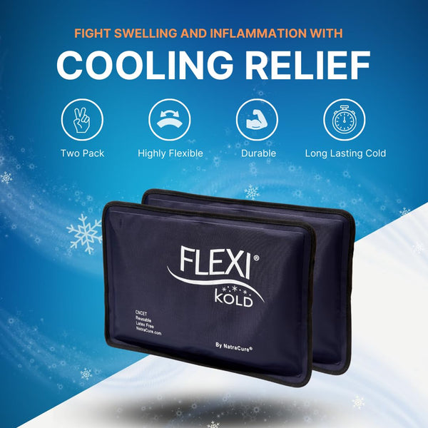 FlexiKold Gel Ice Pack (Half Size: 7.5" x 11.5") - Two (2) Reusable Cold Therapy Packs - 6303-COLD - Professional Cold Pack - 2 Pack