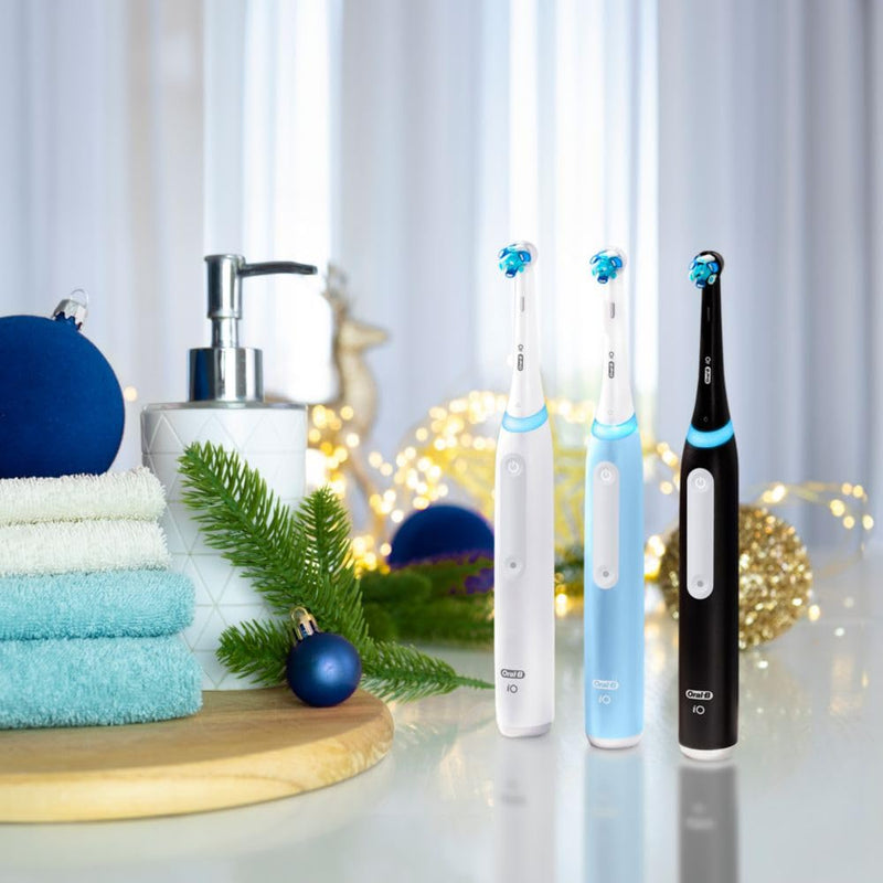 Oral-B iO Deep Clean Rechargeable Electric Powered Toothbrush, Black with iO Series 3 Limited, 2 Brush Heads and Travel Case - Pressure Sensor to Protect Gums - 3 Cleaning Settings - 2 Minute Timer