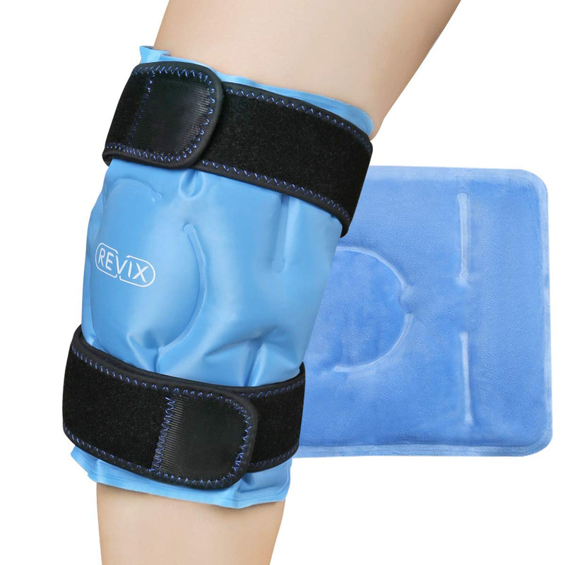 REVIX Knee Ice Pack for Injuries Reusable, Gel Ice Wrap with Cold Compression for Injury and Post-Surgery Recovery, Soft Plush Cover and Hands-Free Application