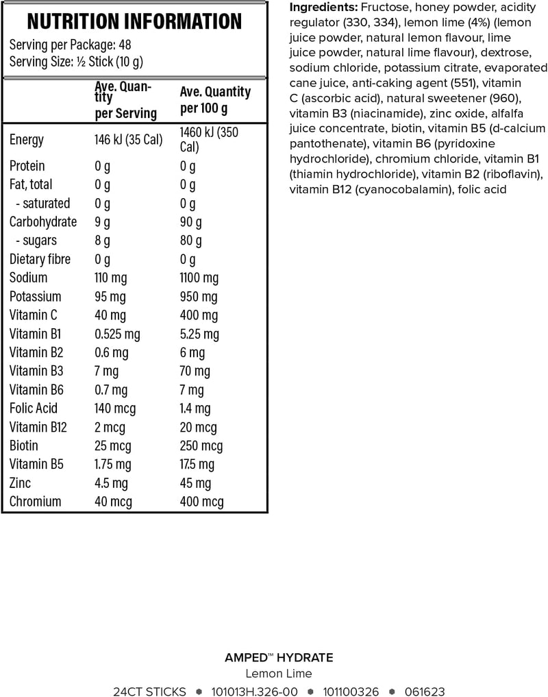 ISAGENIX - Amped Hydration Sticks - Sports Drinks Mix - Vitamin C, B complex & Electrolytes - 24 Sticks - Lemon Lime