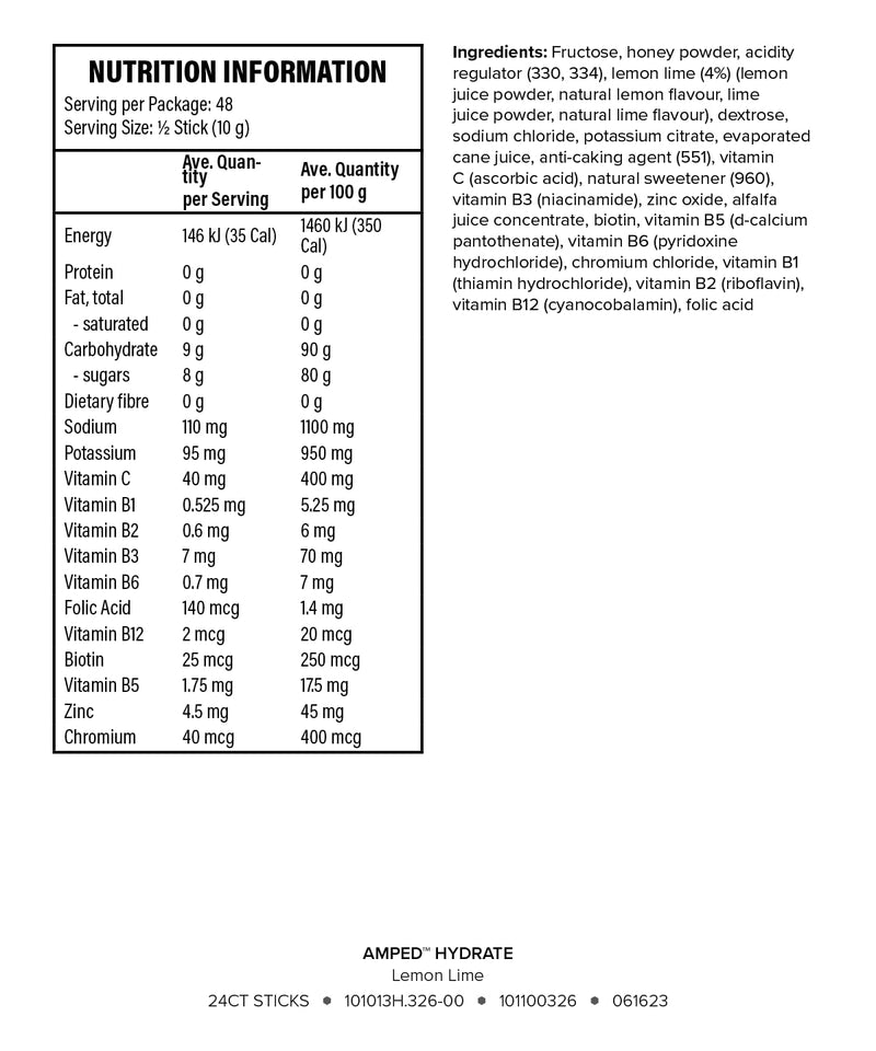 ISAGENIX - Amped Hydration Sticks - Sports Drinks Mix - Vitamin C, B complex & Electrolytes - 24 Sticks - Lemon Lime