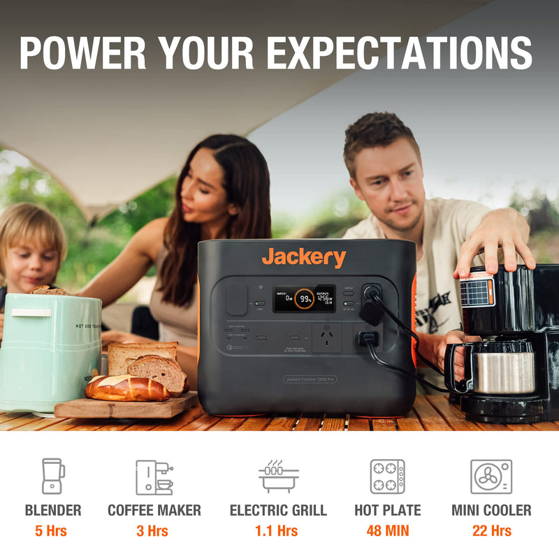 Jackery Solar Generator 2000 PRO 2160Wh Capacity with 2XSolar Panel SolarSaga 100W, 2x2200W AC Outlets, Fast Charging, Ideal for Home Backup, Emergency, RV Outdoor Camping