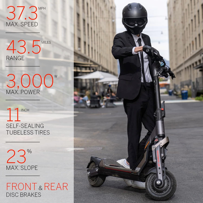 Segway Ninebot Electric KickScooter GT1, Powerful Performance, Max Speed 25km/h & 70km Range, 11-inch Tires, Suitable for Ages 14-60, Black