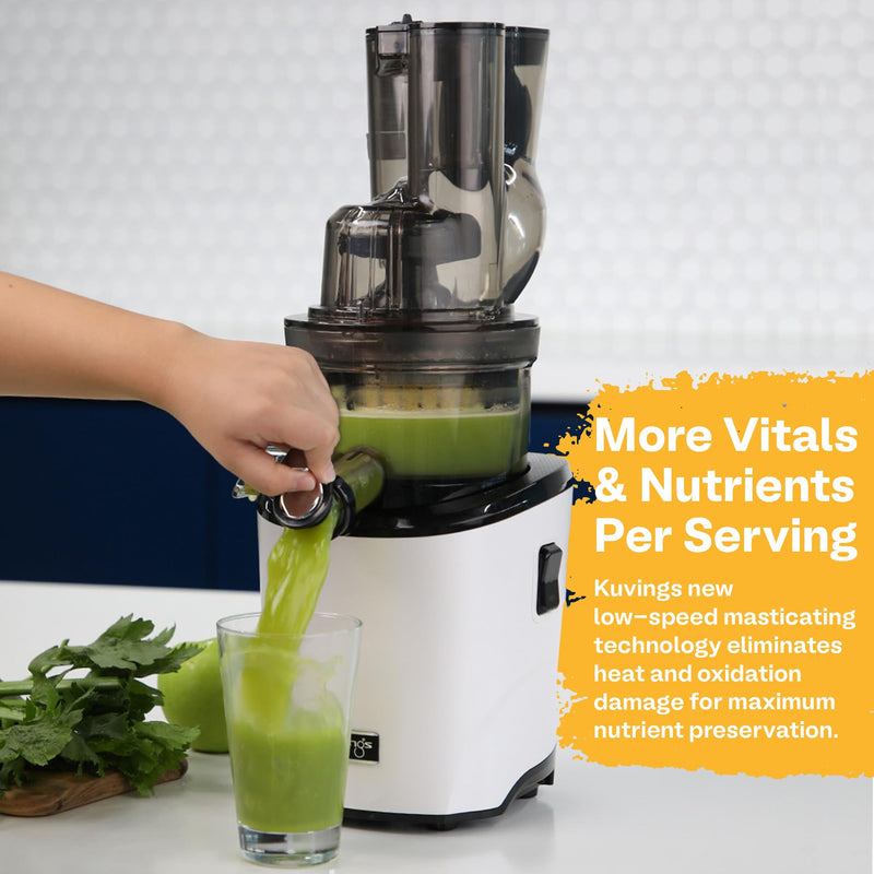 Kuvings Whole Slow Juicer Evo820Gm - Higher Nutrients and Vitamins, Bpa-Free Components, Easy to Clean, Ultra Efficient 240W, 50Rpms, Includes Smoothie and Blank Strainer-Gun Metal