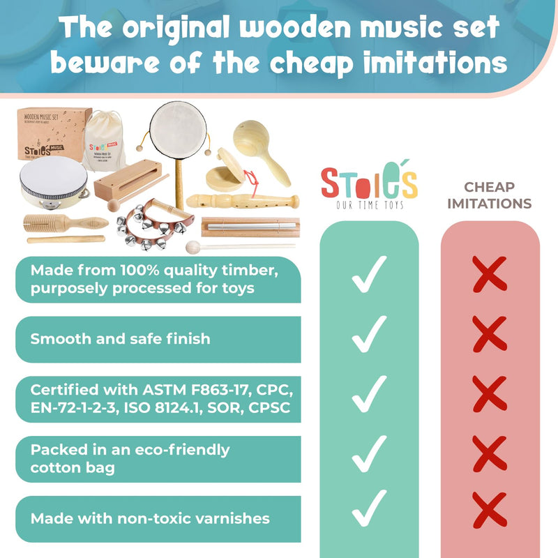 STOIE's International Musical Instruments for Toddlers 1-3 Montessori Baby Musical Instruments Wooden Musical Toys for Toddlers 1-3 Instrumentos Musicales Toddler Music Instruments for Kids