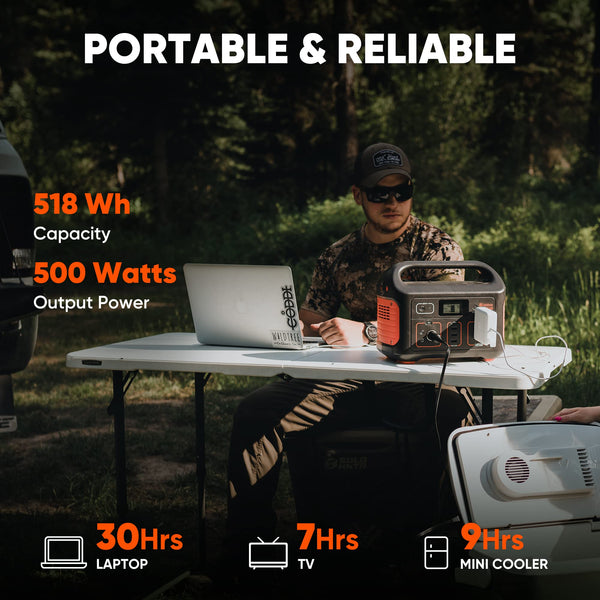 Jackery Portable Power Station Explorer 500, 518Wh Outdoor Solar Generator Mobile Lithium Battery Pack with 240V/500W AC Outlet (Solar Panel Optional) for Home Use, Emergency Backup, Road Trip Camping