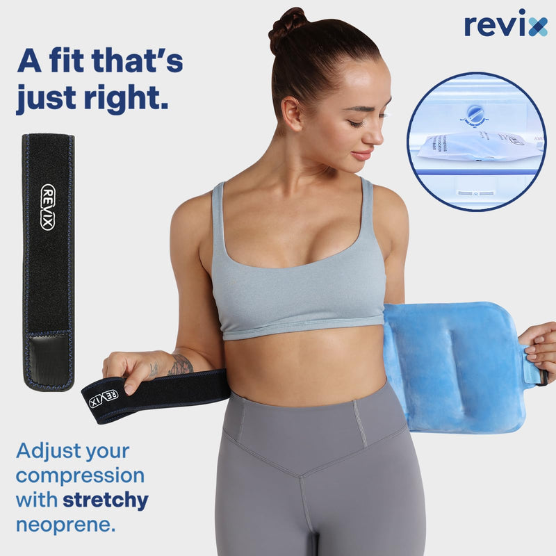 REVIX Reusable Ice Pack for Injuries and Pain Relief (16"X9")- Freeze Gel & Soft Plush Lining Ice Wrap for Shoulder, Back, Hip, Arm & Knee, Cold Compress Therapy for Swelling, Bruises & Surgery