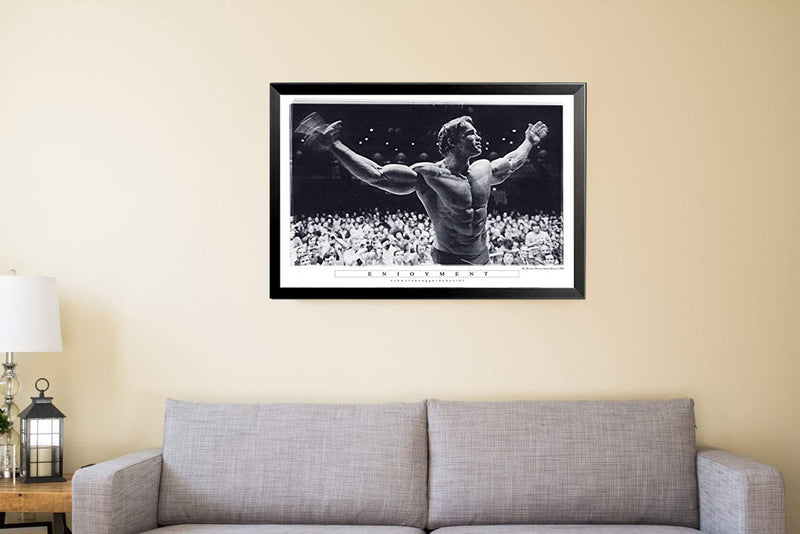 Buyartforless Framed Enjoyment - Arnold Schwarzenegger Mr Olympia Madison Square Garden 36x24 Photograph Art Print Poster Pumping Iron,Black