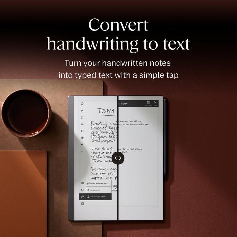 reMarkable 2 - New Generation Paper Tablet (+ Marker Plus with Eraser) Take notes on a screen that looks like paper; convert them into text; access your notes on all devices