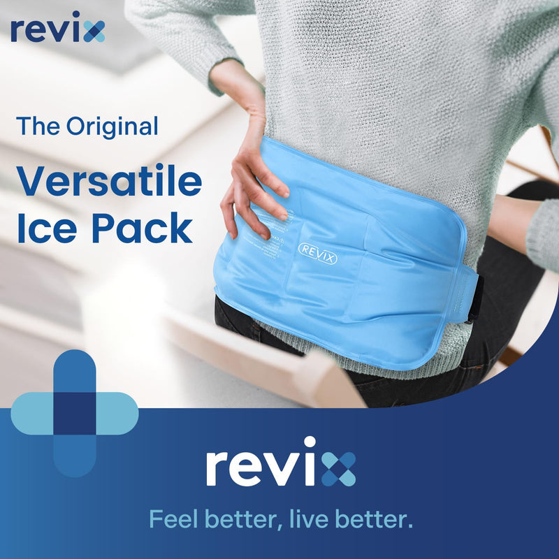 REVIX Reusable Ice Pack for Injuries and Pain Relief (16"X9")- Freeze Gel & Soft Plush Lining Ice Wrap for Shoulder, Back, Hip, Arm & Knee, Cold Compress Therapy for Swelling, Bruises & Surgery