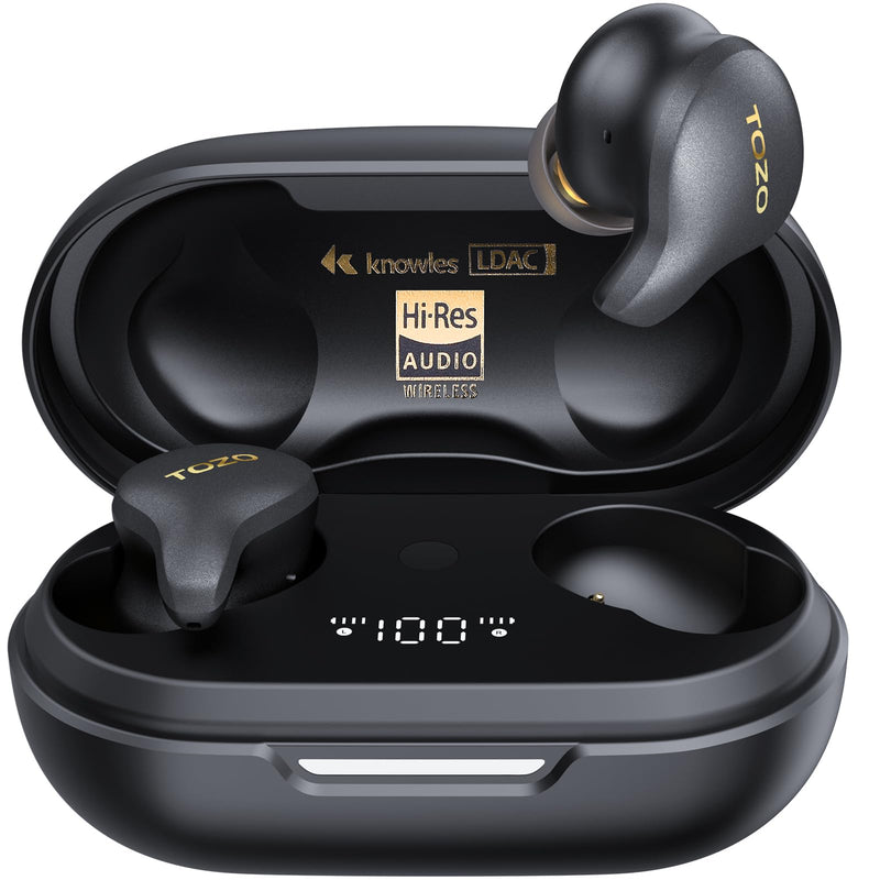 TOZO Golden X1 Wireless Earbuds Balanced Armature Driver and Hybrid Dynamic Driver, Bluetooth Headphones OrigX Pro, LDAC & Hi-Res Audio Wireless, Environment & Active Noise Cancellation Headset Black