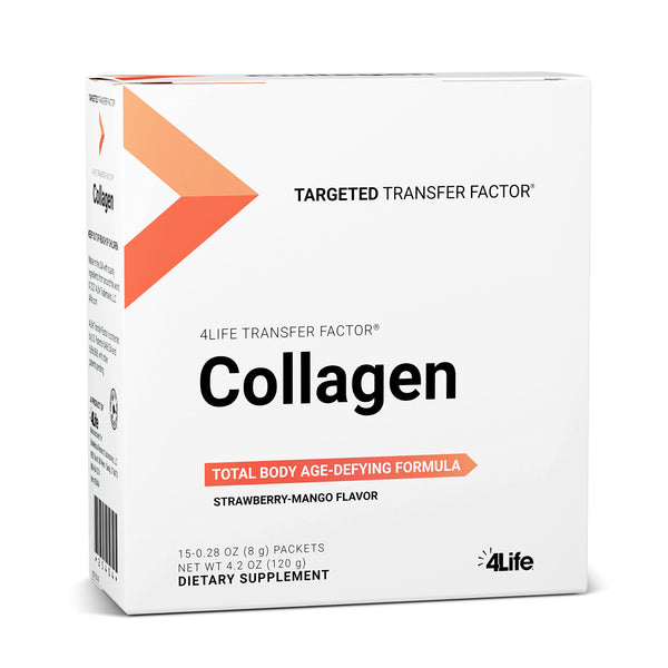 4Life Transfer Factor Collagen - Targeted Total Body Age-Defying Formula with Vitamins and 5 Types of Collagen - Dermatologist-tested - Hair, Skin, and Nail Support - 15 Packets