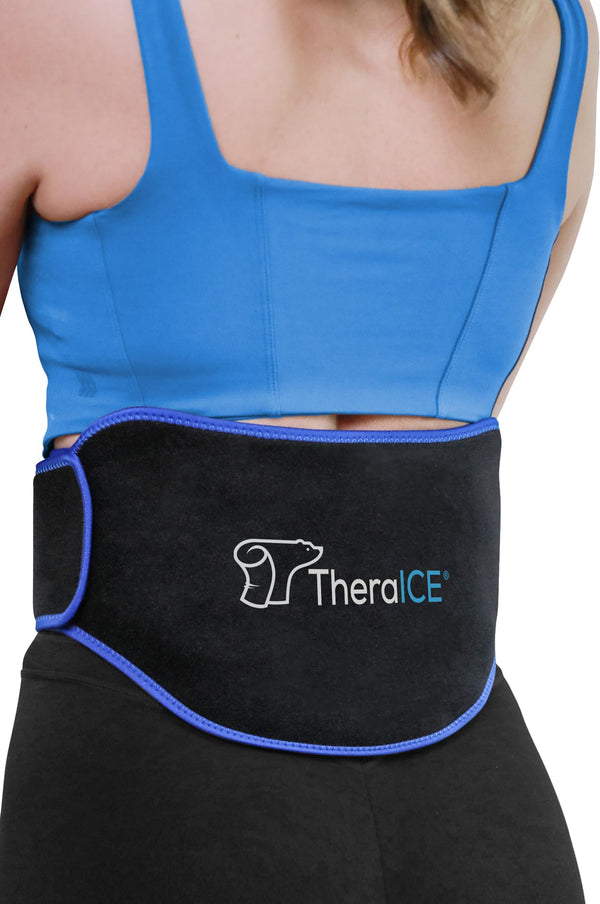 TheraICE Ice Pack Back Brace for Lower Back Pain, 2 Pack Lower Back Wrap Heating Pad Inserts, Hot or Cold Therapy Back Pain Relief Products for Lower Lumbar, Sciatic Nerve, Herniated Disc