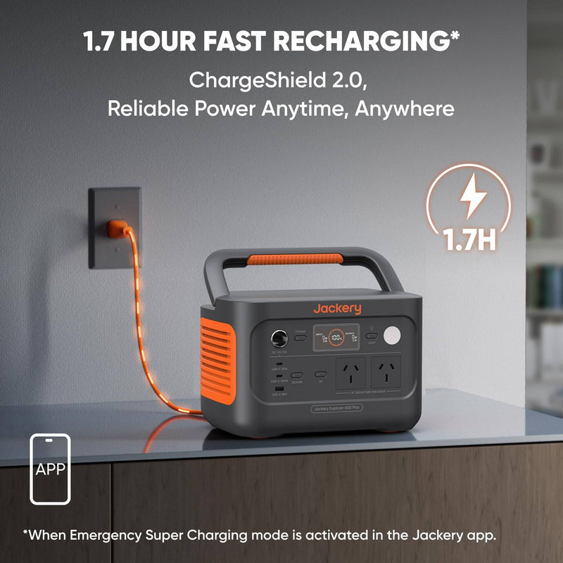 Jackery Explorer 600 Plus Portable Power Station 632Wh LiFePO4 Battery, 800W AC/100W USB-C Output, 1 Hr Fast Charge, Solar Generator for Outdoor Camping, Road Trips, Home Backup