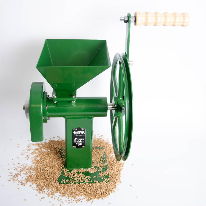 Lehman's Manual Power Grain Mill, Grinds Any Dry Grain to Pastry Flour, Big 6 Cup Capacity, 14 inches High with 12 inch Flywheel