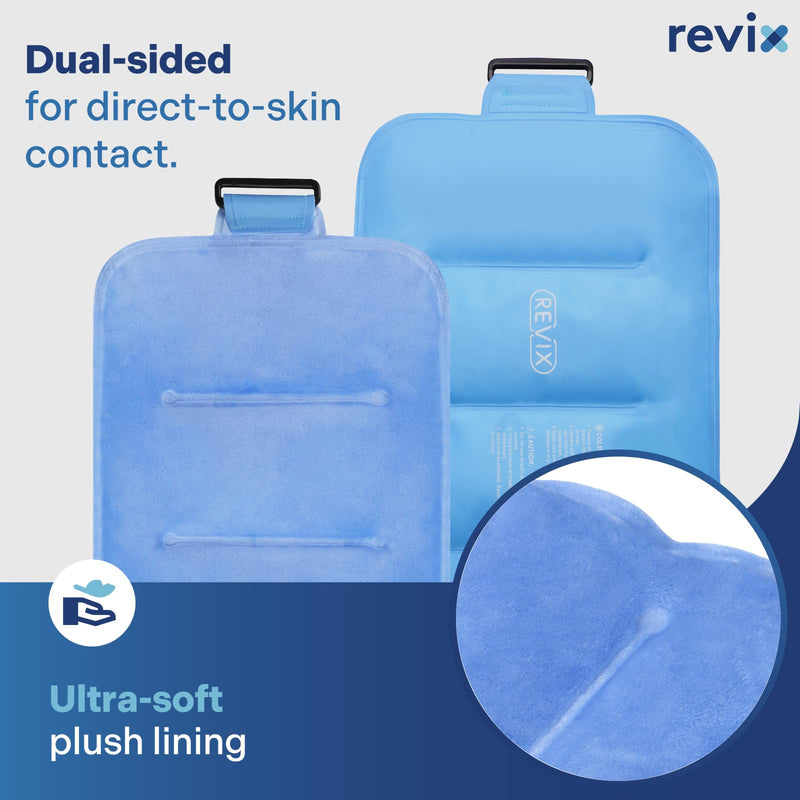 REVIX Reusable Ice Pack for Injuries and Pain Relief (16"X9")- Freeze Gel & Soft Plush Lining Ice Wrap for Shoulder, Back, Hip, Arm & Knee, Cold Compress Therapy for Swelling, Bruises & Surgery