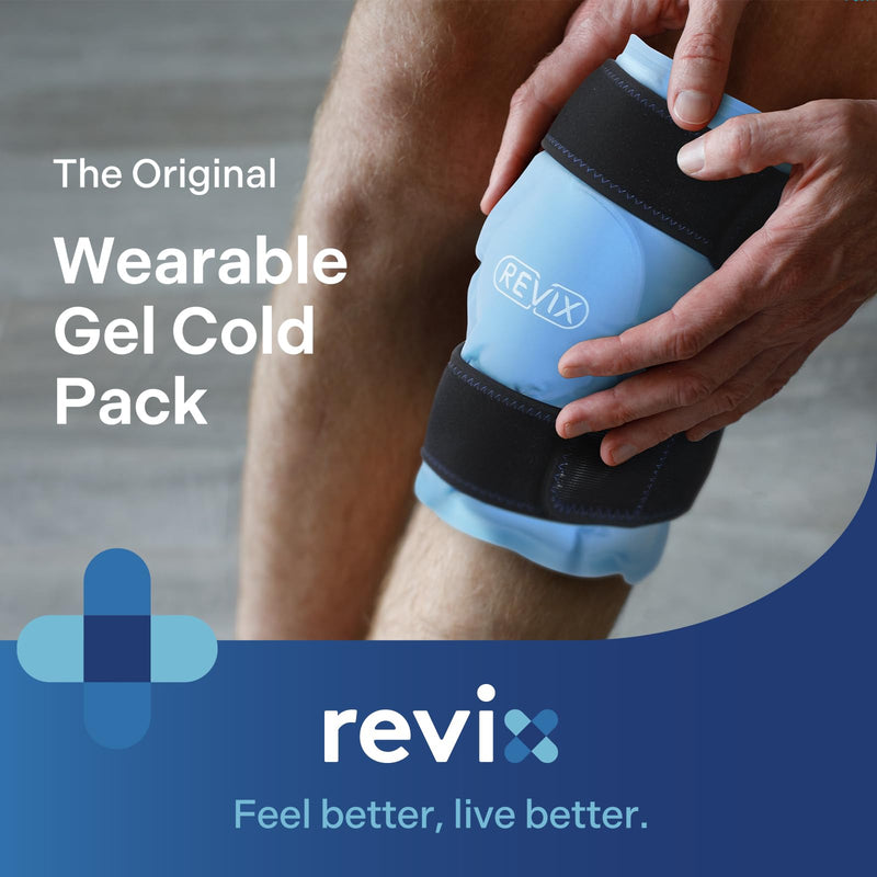 REVIX Knee Ice Pack for Injuries Reusable, Gel Ice Wrap with Cold Compression for Injury and Post-Surgery Recovery, Soft Plush Cover and Hands-Free Application