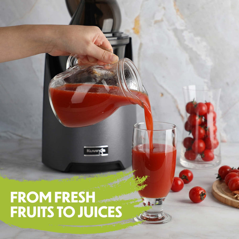 Kuvings Whole Slow Juicer Evo820Gm - Higher Nutrients and Vitamins, Bpa-Free Components, Easy to Clean, Ultra Efficient 240W, 50Rpms, Includes Smoothie and Blank Strainer-Gun Metal