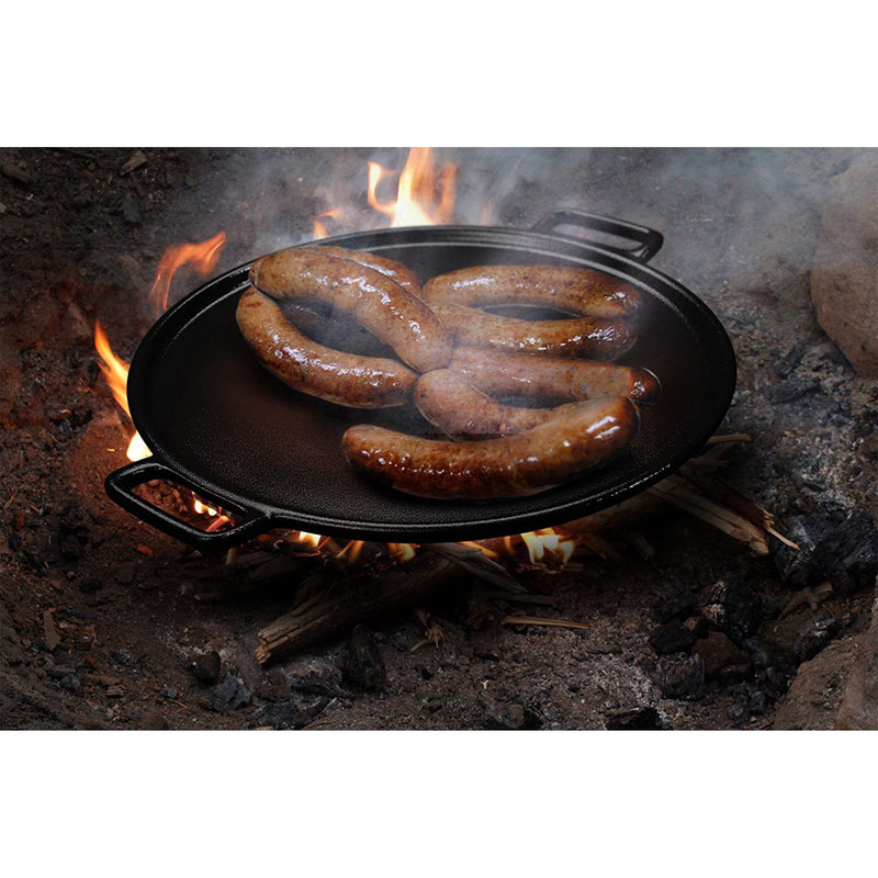 Home-Complete Cast Iron Pizza Pan-14” Skillet for Cooking, Baking, Grilling-Durable, Long Lasting, Even-Heating and Versatile Kitchen Cookware, Black