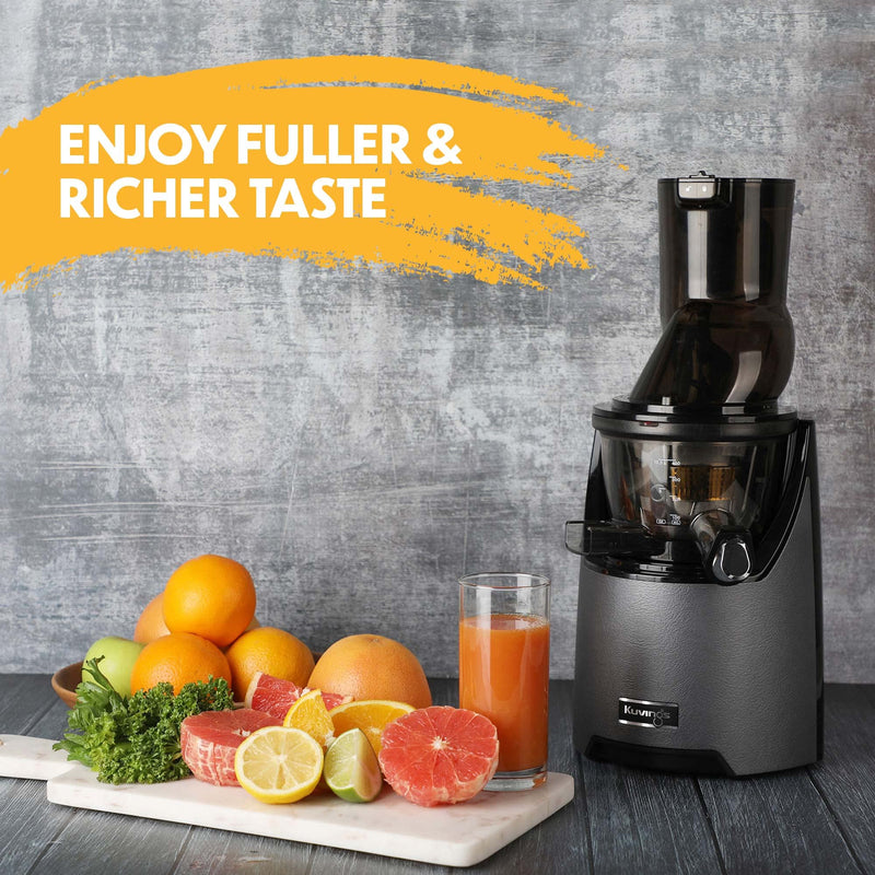 Kuvings Whole Slow Juicer Evo820Gm - Higher Nutrients and Vitamins, Bpa-Free Components, Easy to Clean, Ultra Efficient 240W, 50Rpms, Includes Smoothie and Blank Strainer-Gun Metal