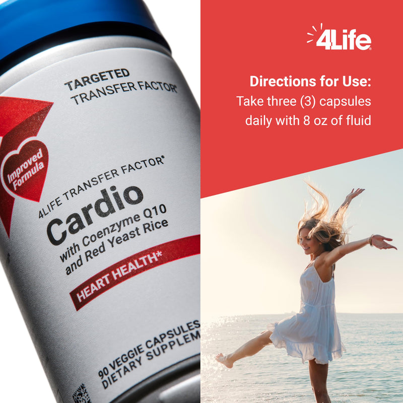 4Life Transfer Factor Cardio - Targeted System Support Dietary Supplement with Ginkgo Biloba, Garlic, Red Yeast Rice, and Resveratrol - 90 Capsules