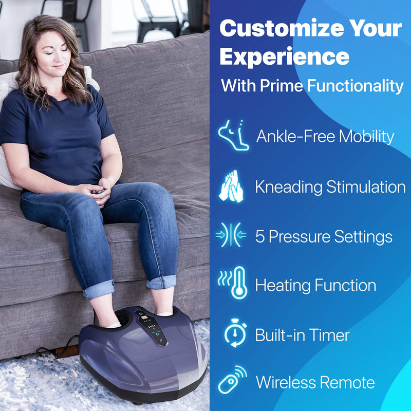 MIKO Foot Massager Machine with Deep-Kneading, Compression, Shiatsu, and Heat for Plantar Fasciitis, Neuropathy, Fits up to Men Size 13