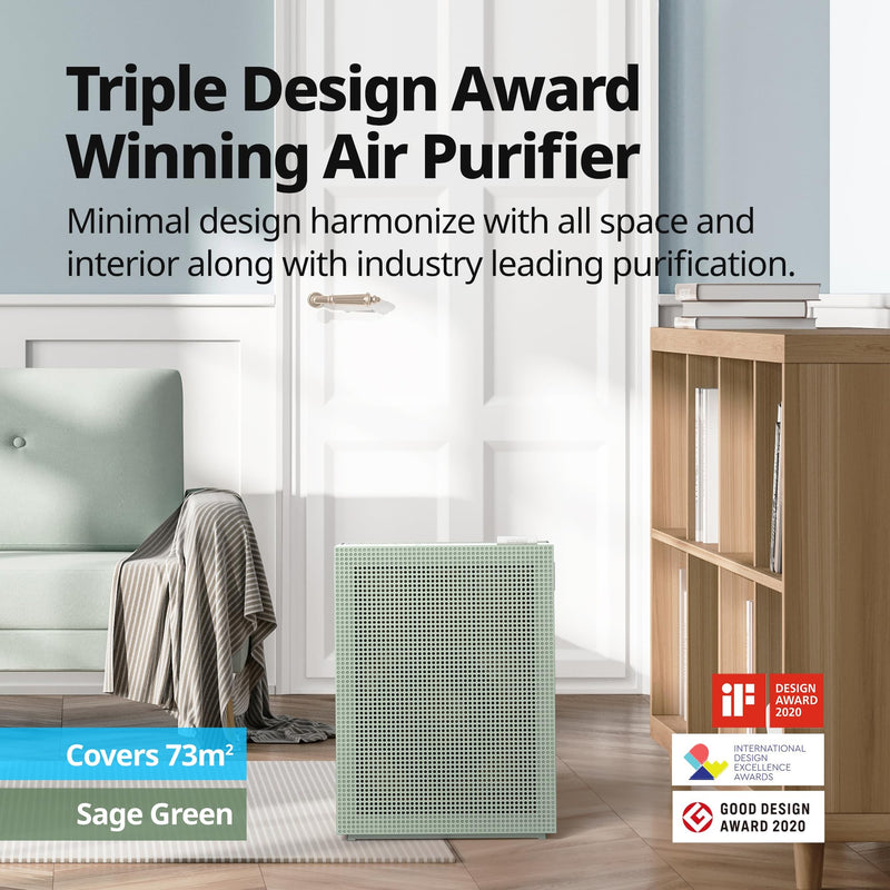 COWAY AIRMEGA 150 Air Purifier (Sage Green) - Removes up to 99.999 percent of fine dust and harmful particles, ECARF certified for allergy sufferers, for rooms up to 73 m²