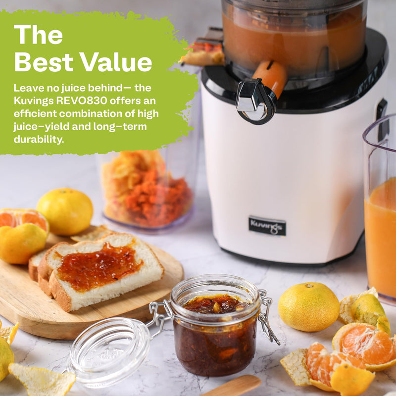 Kuvings Whole Slow Juicer Evo820Gm - Higher Nutrients and Vitamins, Bpa-Free Components, Easy to Clean, Ultra Efficient 240W, 50Rpms, Includes Smoothie and Blank Strainer-Gun Metal