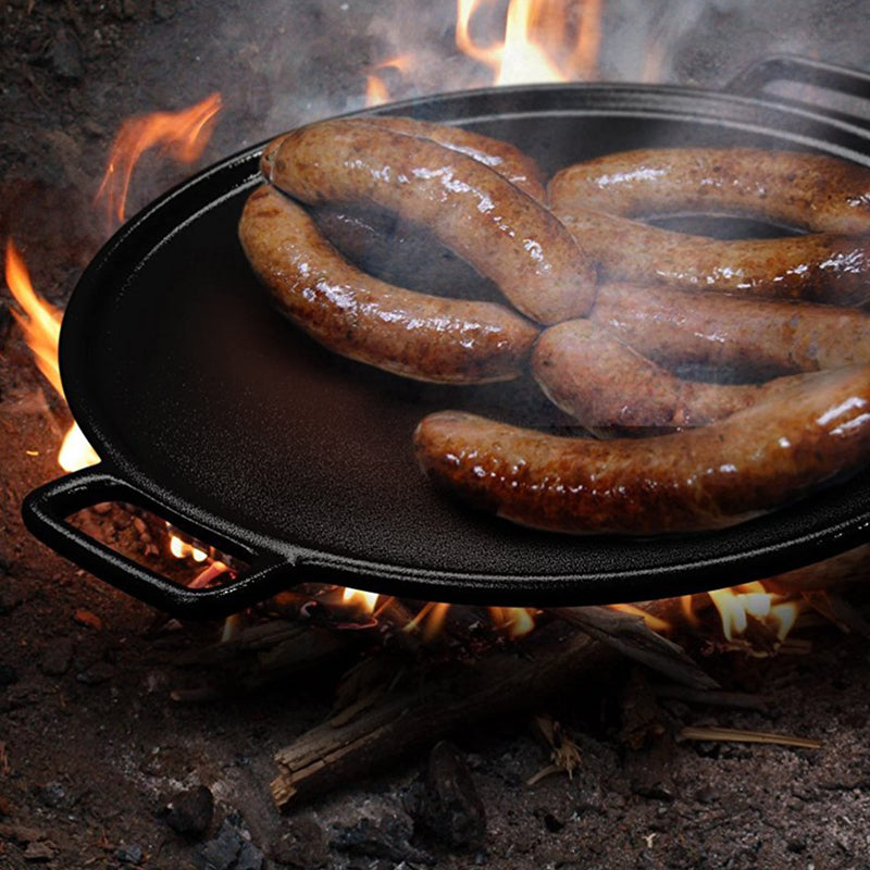 Home-Complete Cast Iron Pizza Pan-14” Skillet for Cooking, Baking, Grilling-Durable, Long Lasting, Even-Heating and Versatile Kitchen Cookware, Black