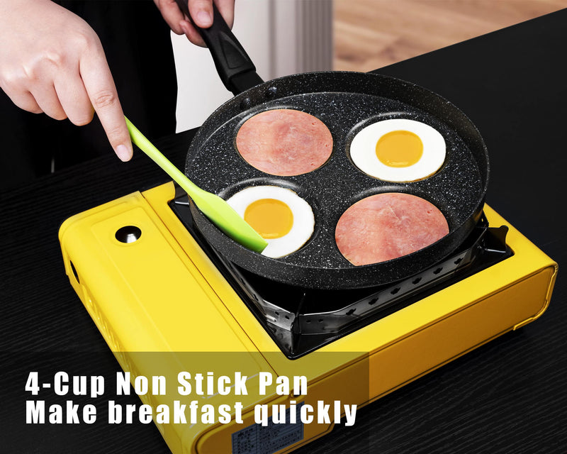 MyLifeUNIT Aluminum 4-Cup Egg Frying Pan, Non Stick Egg Cooker Pan