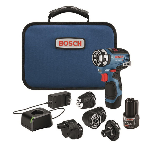 BOSCH GSR12V-300FCB22 12V Max EC Brushless Flexiclick 5-In-1 Drill/Driver System with (2) 2 Ah Batteries