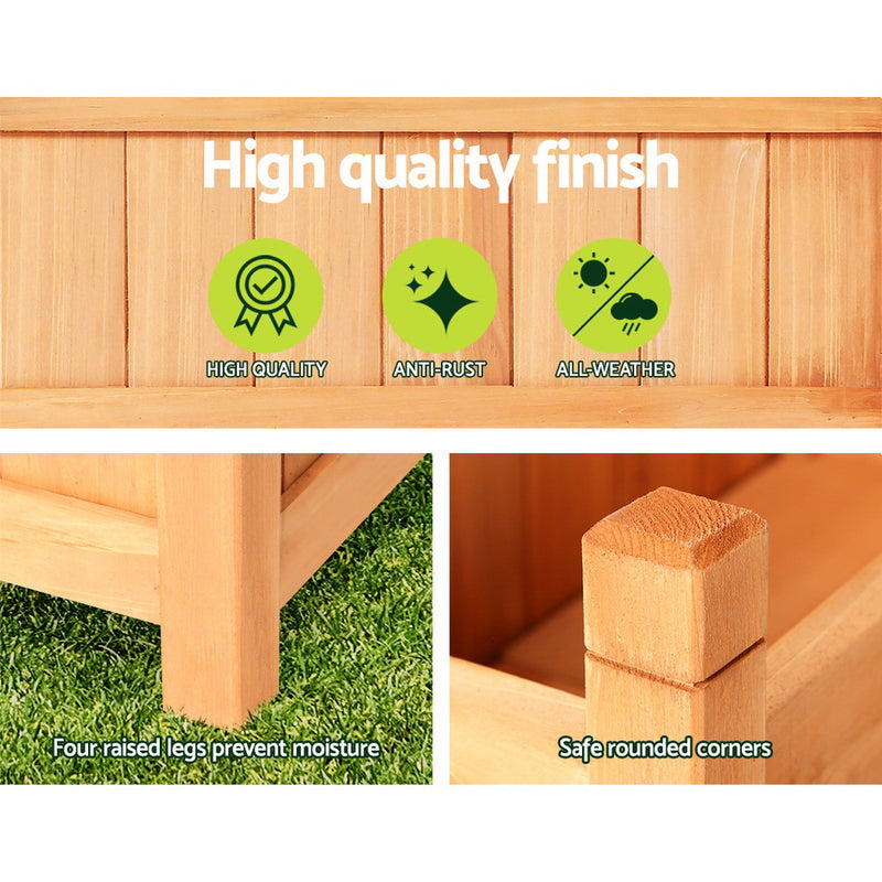 2x Green Fingers Raised Garden Bed 90x30x33cm Wooden Planter Box Raised Container Growing