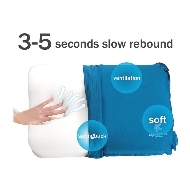 Self Inflating Camping Pillow with Ergonomic 4D Support - Blue