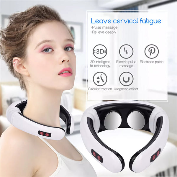 Neck Massager with Pulse Therapy - Intelligent Cervical Massage Device for Pain Relief and Relaxation