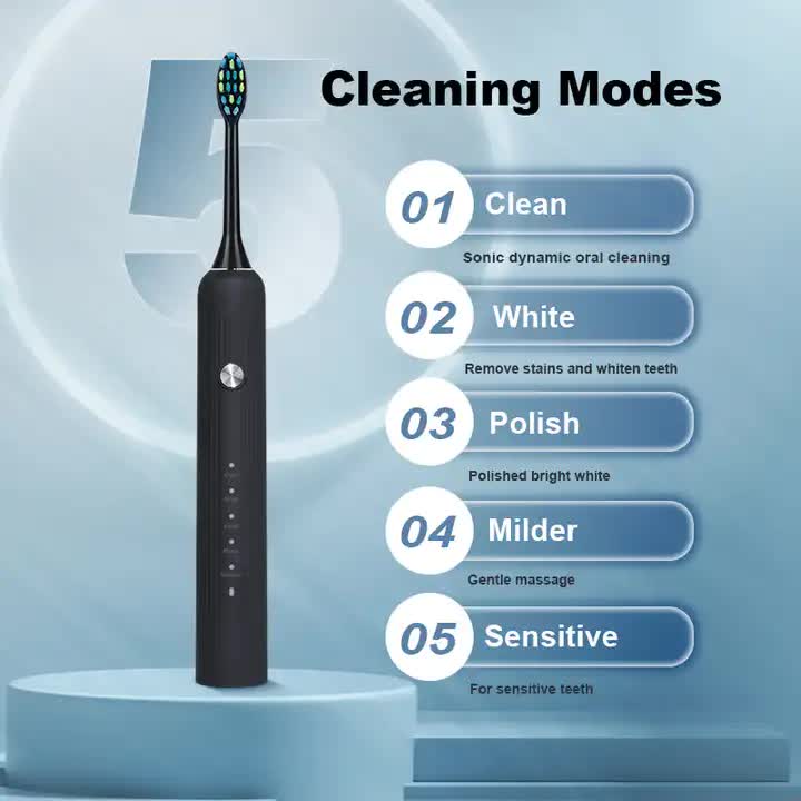 Black Electric Sonic Toothbrush - Rechargeable Adult Model with Sonic Vibration Technology for Deep Clean and Oral Care