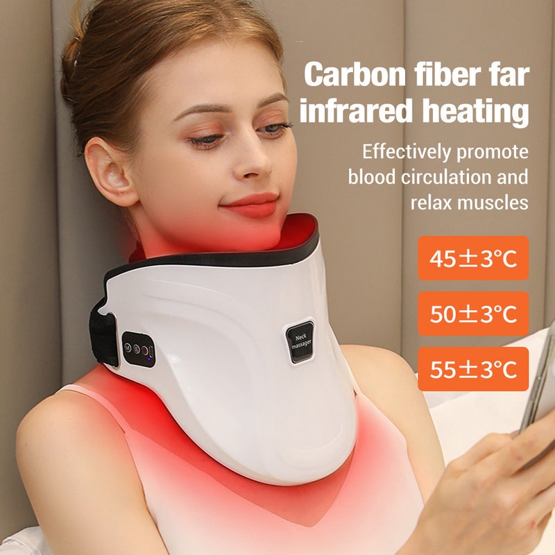 Electric Heated Neck Massager with Carbon Fiber Infrared Therapy & Customizable Temperatures