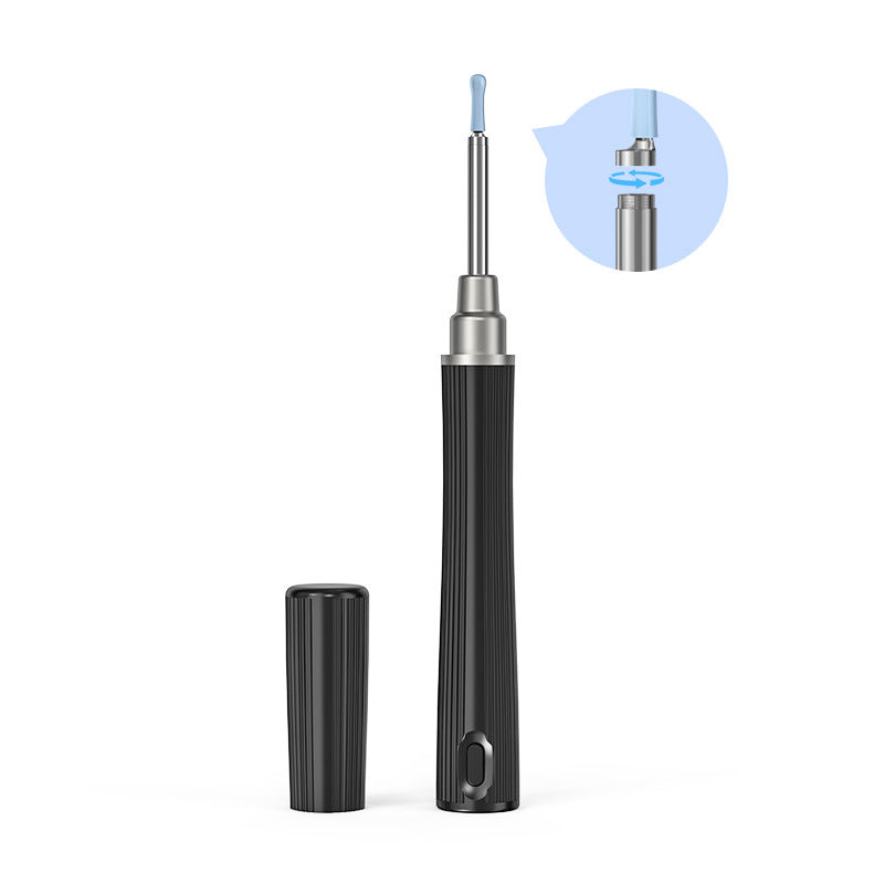 Black Smart Visual Ear Cleaning Stick with 1080P Camera and Rechargeable Battery