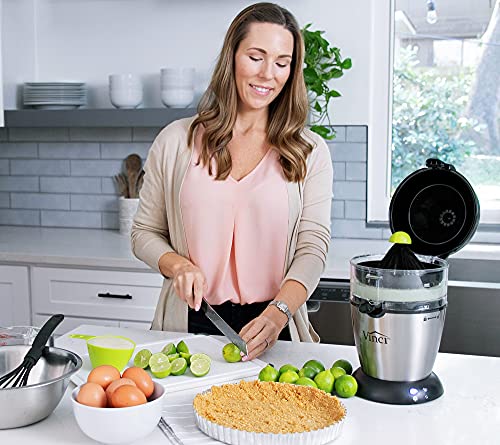 Vinci Hands-Free Patented Electric Citrus Juicer 1-Button Easy Press Lemon Lime Orange Grapefruit Juice Squeezer Easy to Clean Juicer Machine, Black/Stainless Steel