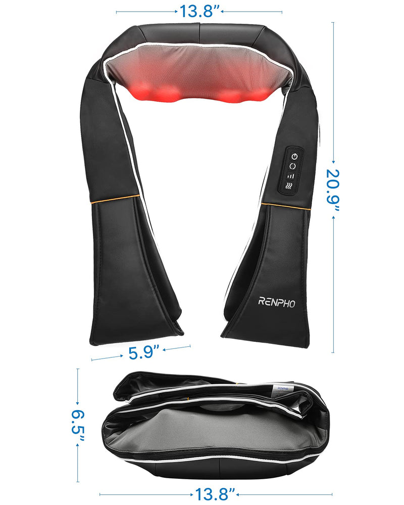 Renpho Electric Shiatsu Neck and Back Massager with Heat, Gifts for Men Women, 3D Kneading Massage Pillow for Pain Relief on Shoulder Leg Calf Foot Full Body Muscles