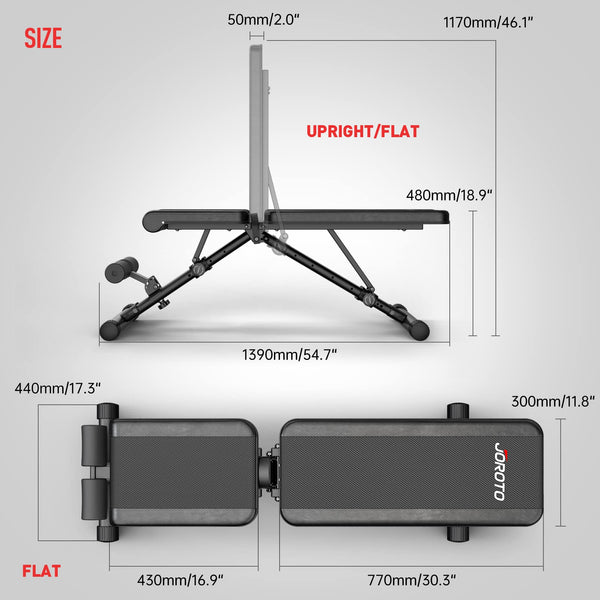 JOROTO Adjustable Weight Bench - Foldable 700 Pounds Load Strength Training Benches for Full Body Workout Bench Press (With Fast Auto-lock Adjustments)