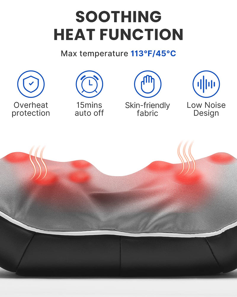 Renpho Electric Shiatsu Neck and Back Massager with Heat, Gifts for Men Women, 3D Kneading Massage Pillow for Pain Relief on Shoulder Leg Calf Foot Full Body Muscles