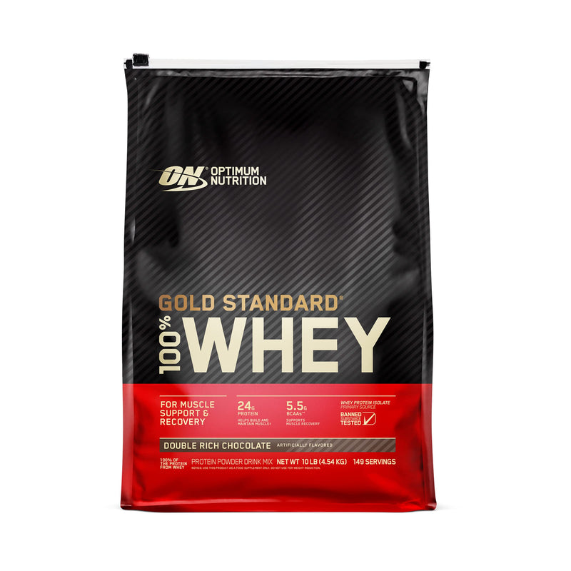 Optimum Nutrition Gold Standard 100% Whey Protein Powder, Double Rich Chocolate, 4.55 Kilograms