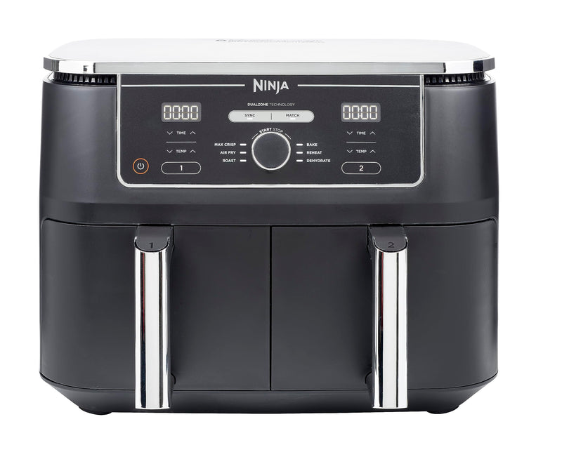 Ninja Foodi Max XXXL Dual Zone 9.5L Air Fryer, 2 Drawers, 9.5L, 6-in-1, Uses No Oil, Air Fry, Max Crisp, Roast, Bake, Reheat, Dehydrate, Cook 8 Portions, Non-Stick Dishwasher Safe, Black AF400ANZ